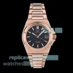 IWS Swiss Replica IWC Schaffhausen Ingenieur Black Dial Rose Gold Ladies Watch 